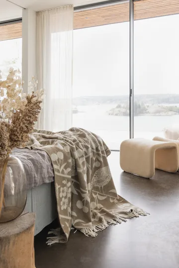 Körsbärsträdgården pläd 130x170 cm - Brun-offwhite - Almedahls