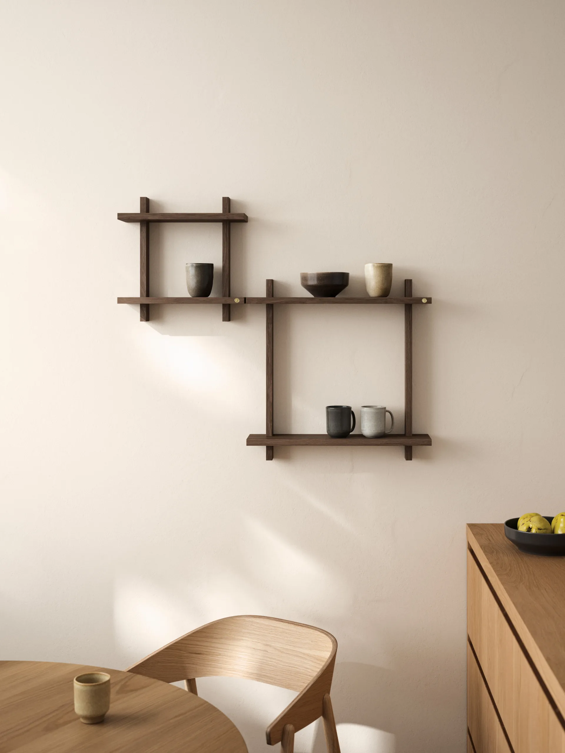 Treat vägghylla dubbel, Smoked Oiled Oak, 50x12x50 cm Andersen Furniture