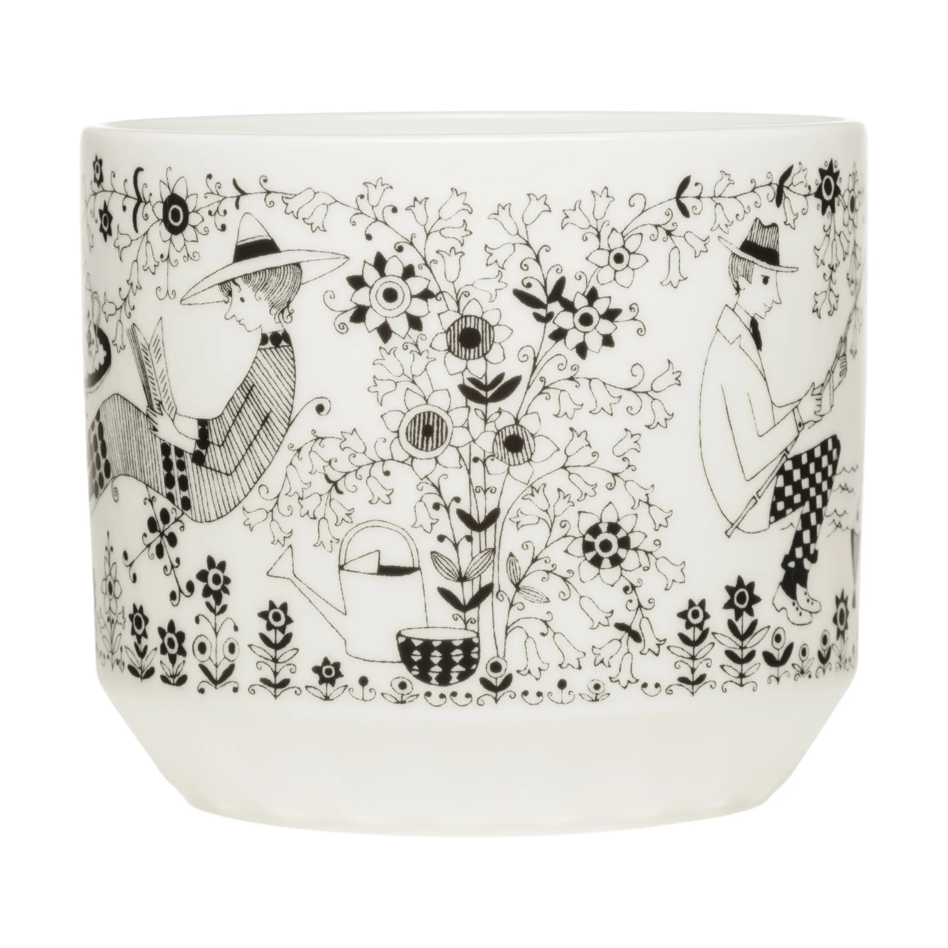 Emilia kruka Ø14 cm, Svart-vit Arabia