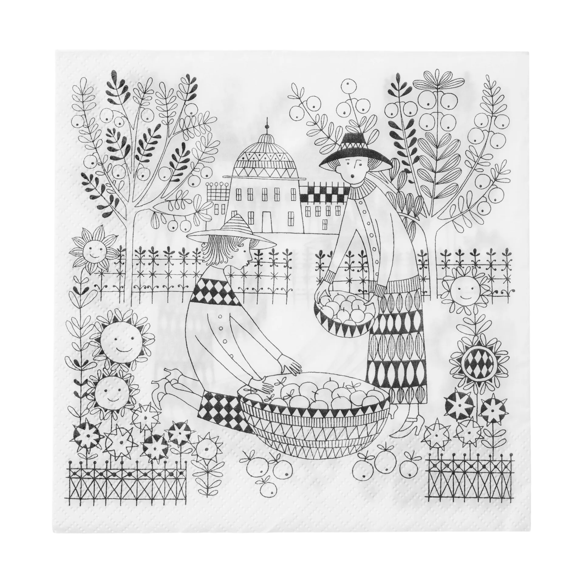 Emilia pappersservetter 33x33 cm 20-pack, Svart-vit Arabia