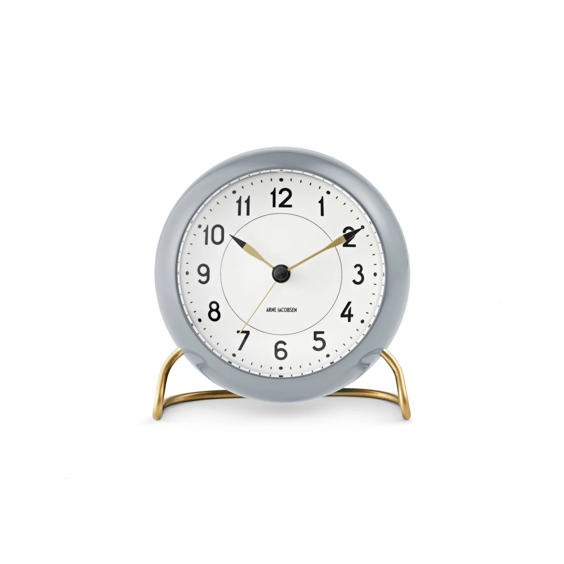 AJ Station bordsur 12 cm, grå-vit Arne Jacobsen Clocks