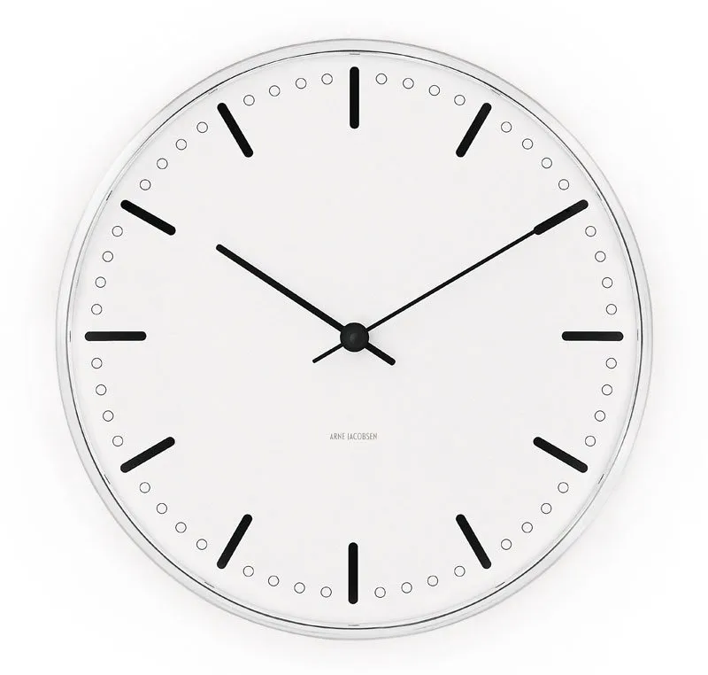 Arne Jacobsen City Hall klocka, Vit, Ø16 cm Arne Jacobsen Clocks