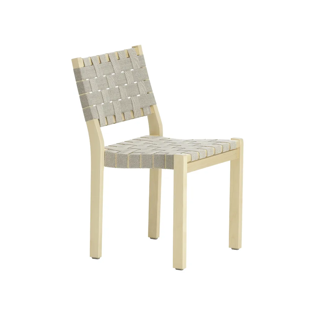 611 stol linnegjord, Natur-Svart-Naturlackad björk Artek
