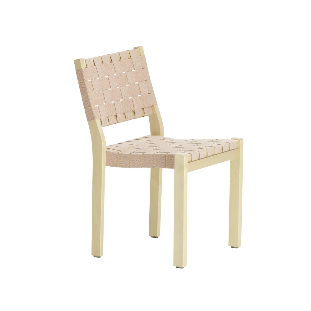 611 stol linnegjord, Röd-Naturlackad björk Artek