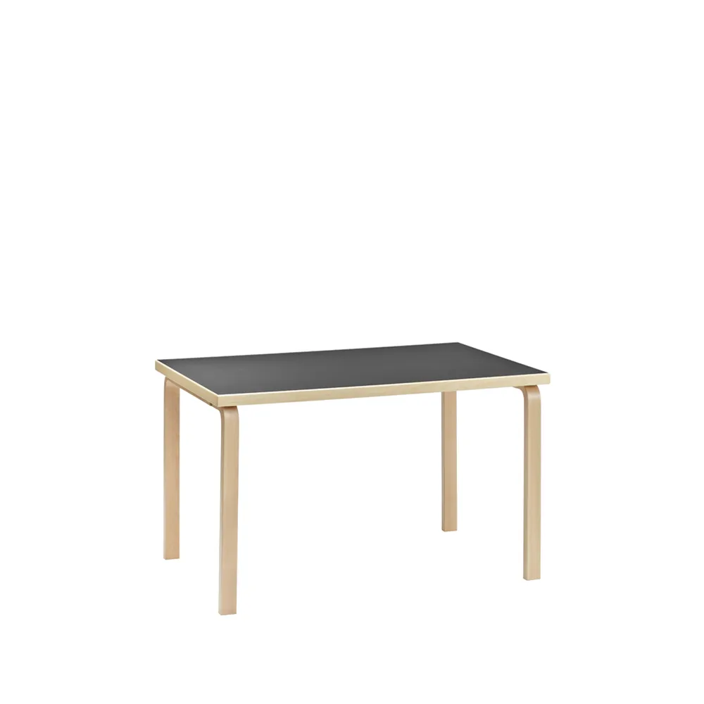Aalto 81B matbord, Svart linoleum-Björkben Artek