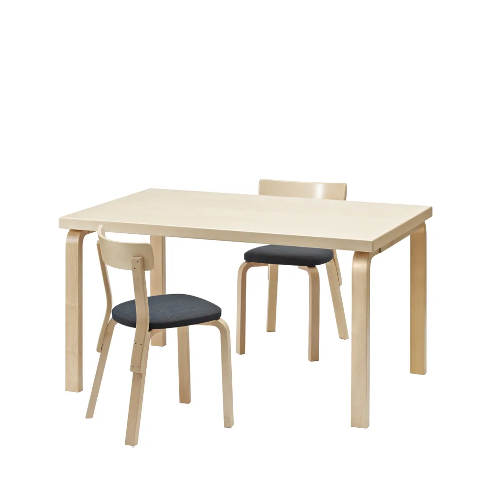 Aalto 82B matbord, Vit laminat-Björkben Artek