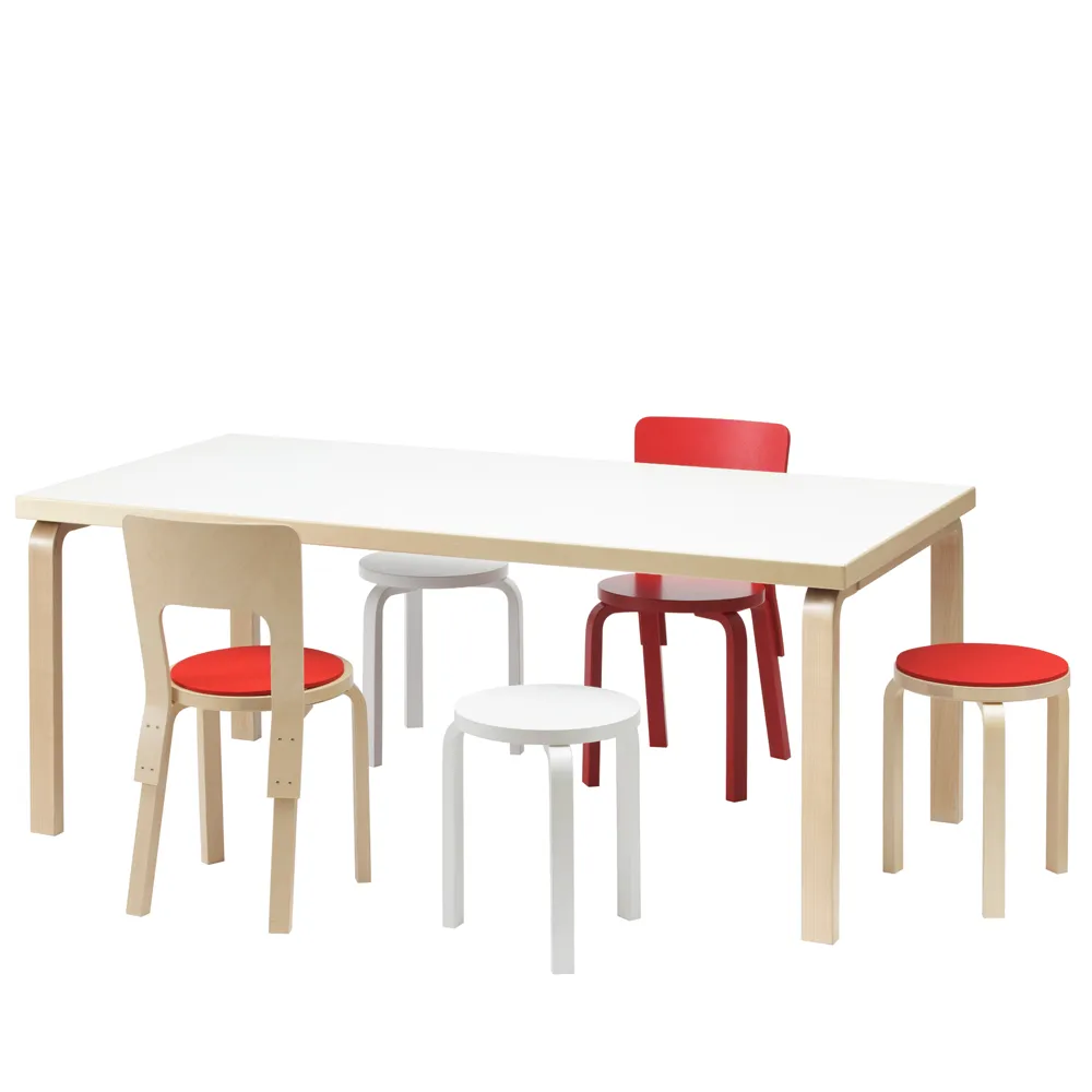 Aalto 83 matbord rektangulärt, Naturlackerad björk-Björkben Artek