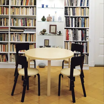 Aalto 90A matbord runt - Naturlackerad björk-Björkben - Artek