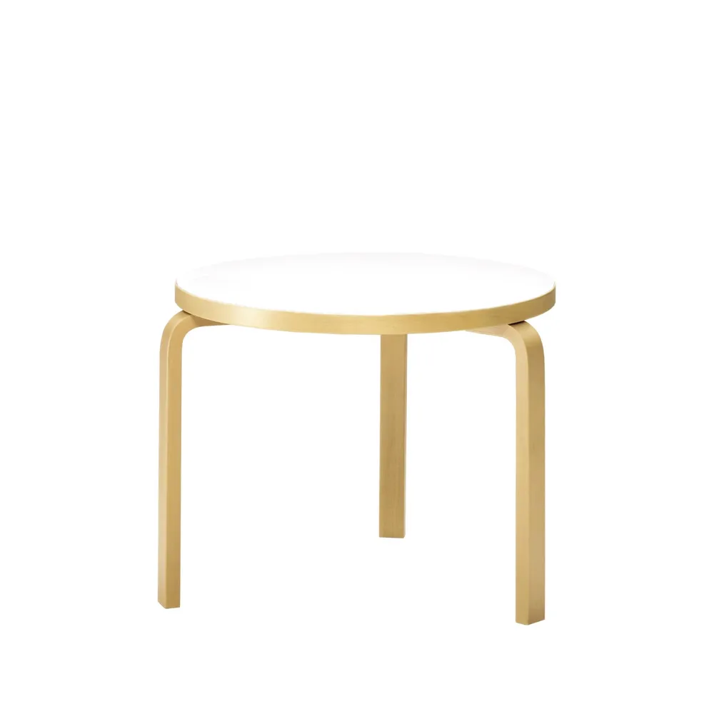 Aalto 90B matbord runt, Vit laminat-Björkben Artek