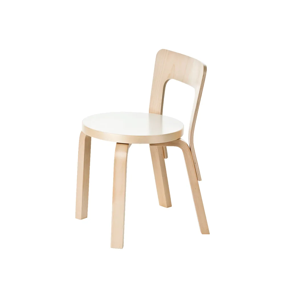 N65 barnstol, Vit laminat-Björk Artek