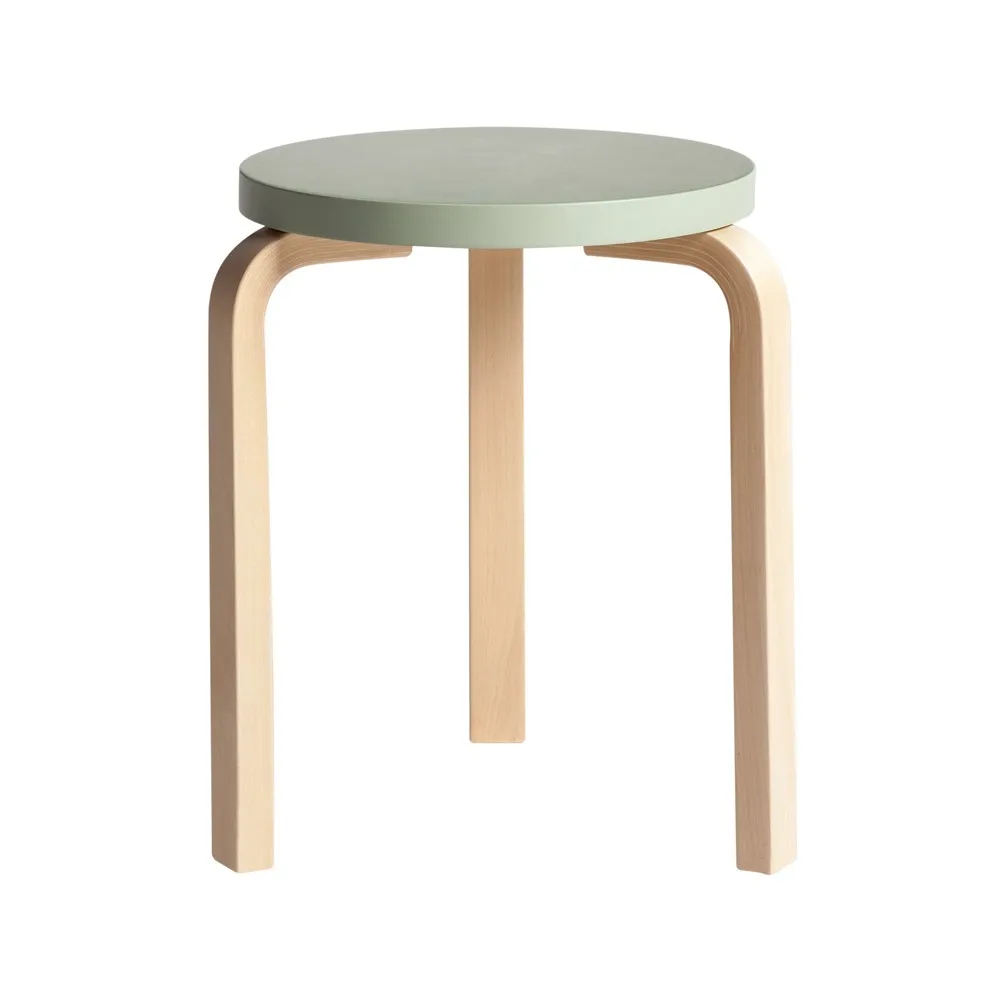 Stool 60 pall 3 st ben, Grön-Björk Artek