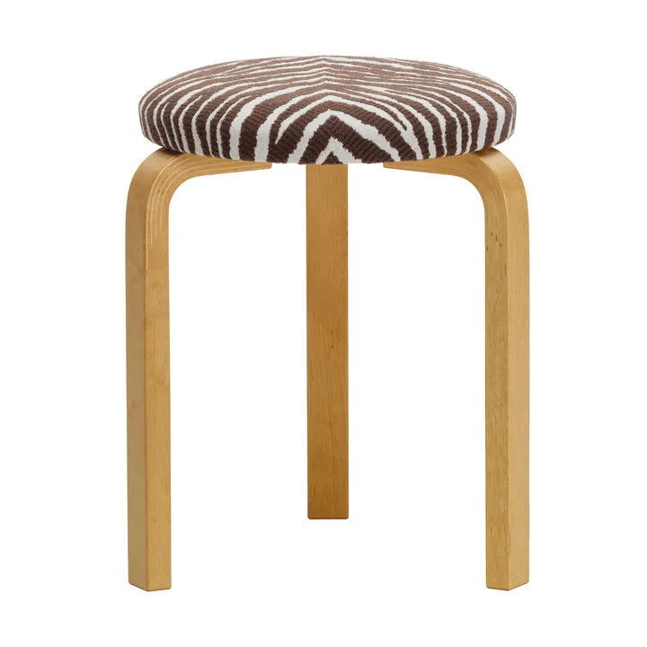Stool 60 pall 3 st ben - Honungsbetsad björk-tyg Zebra brun - Artek
