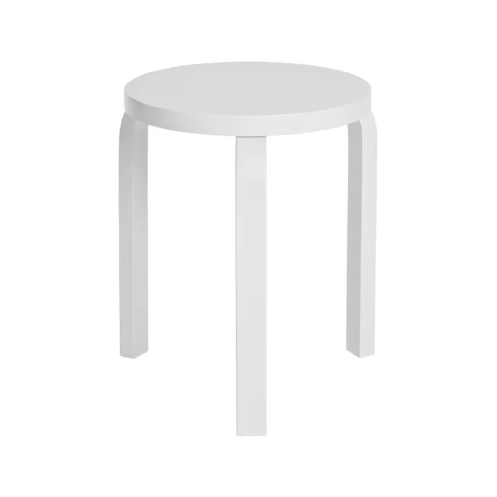Stool 60 rund pall 3 st ben - Vit lack, Ø38x44 cm - Artek