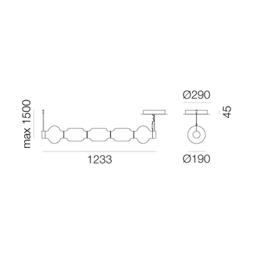 Alambicco horisontal pendel, appstyrd - 5 glaskupor - Artemide