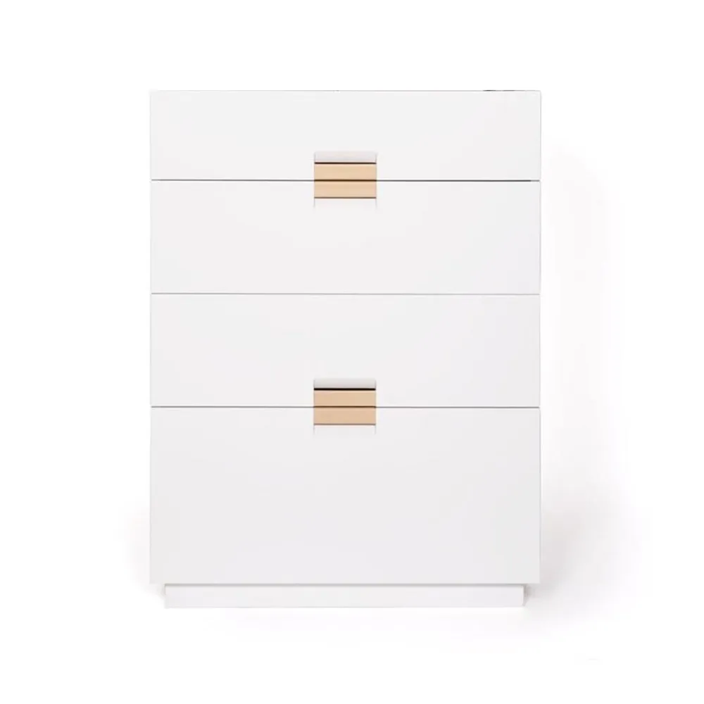 Frame high byrå, white, läder natural Asplund