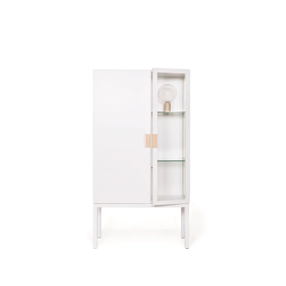 Frame Semi vitrinskåp, white, läder natural Asplund