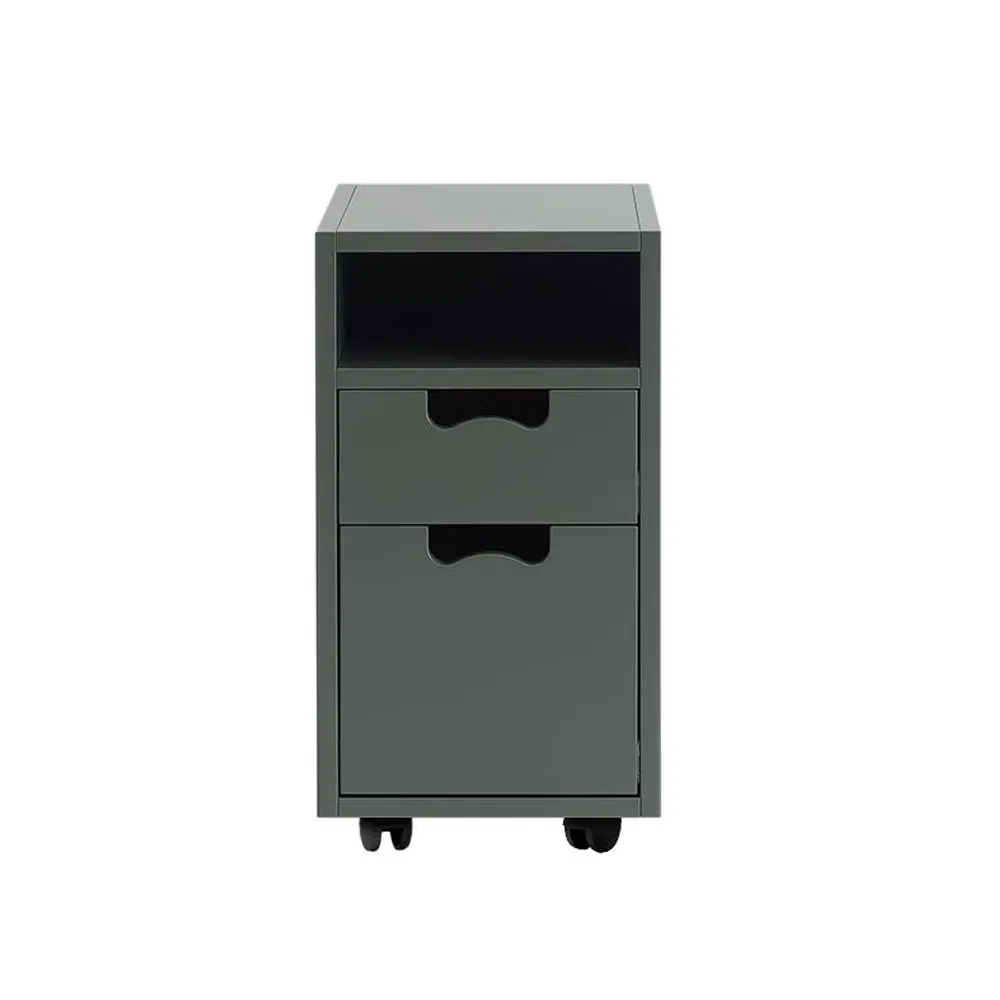 Snö G3 sängbord, green khaki, svarta hjul Asplund
