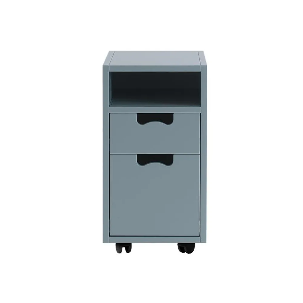 Snö G3 sängbord, nordic blue, svarta hjul Asplund