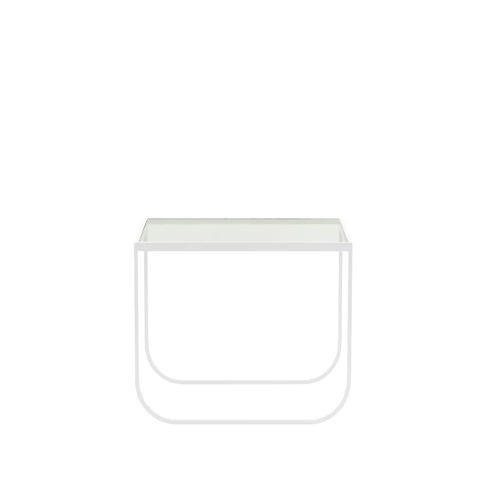 Tati Square soffbord, glas, vitt stativ Asplund