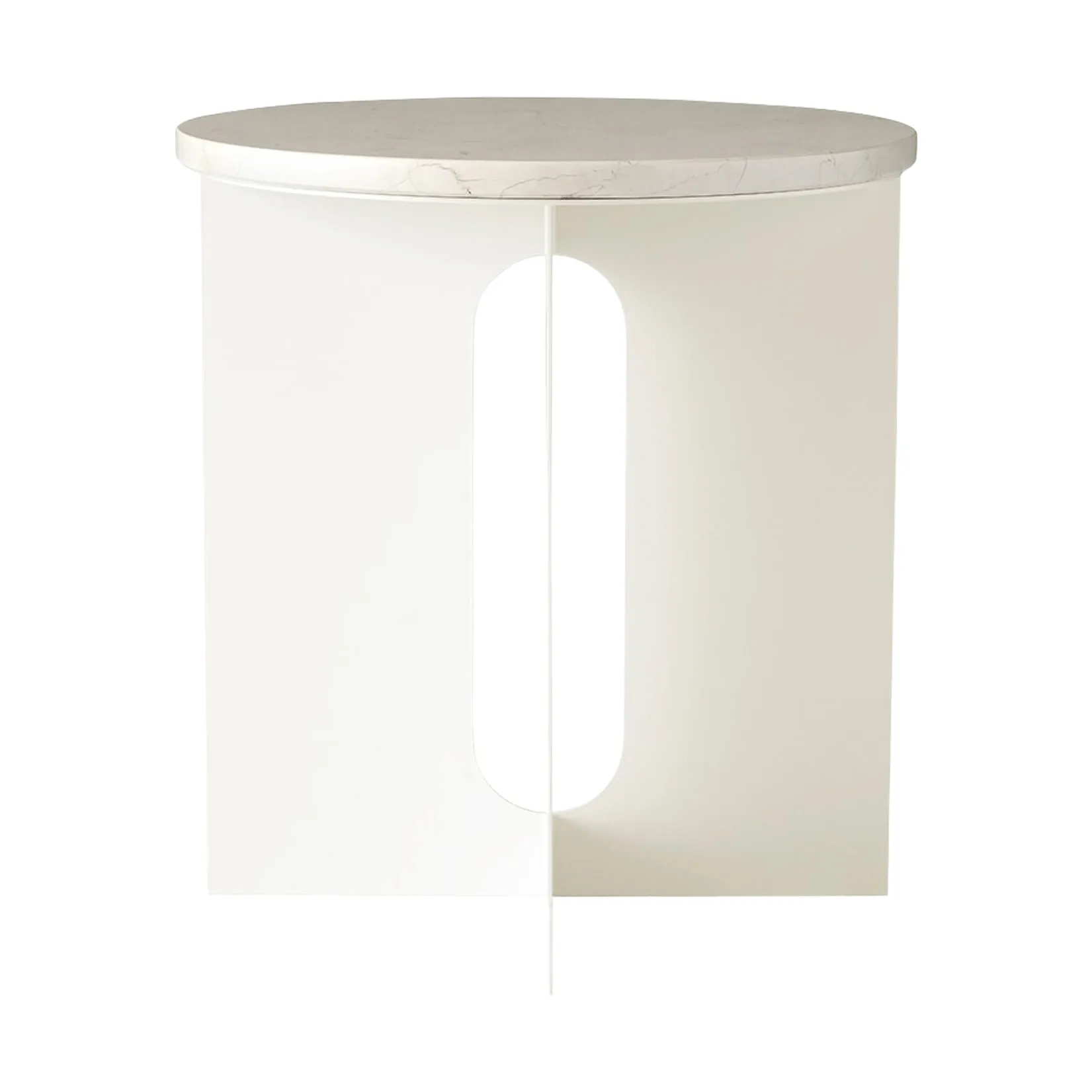 Androgyne sidobord, Crystal Rose marmor-ivory stål, Ø42 cm Audo Copenhagen