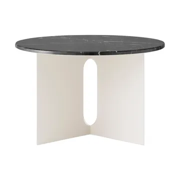 Androgyne sidobord - Nero Marquina marmor-ivory stål, Ø65 cm - Audo Copenhagen