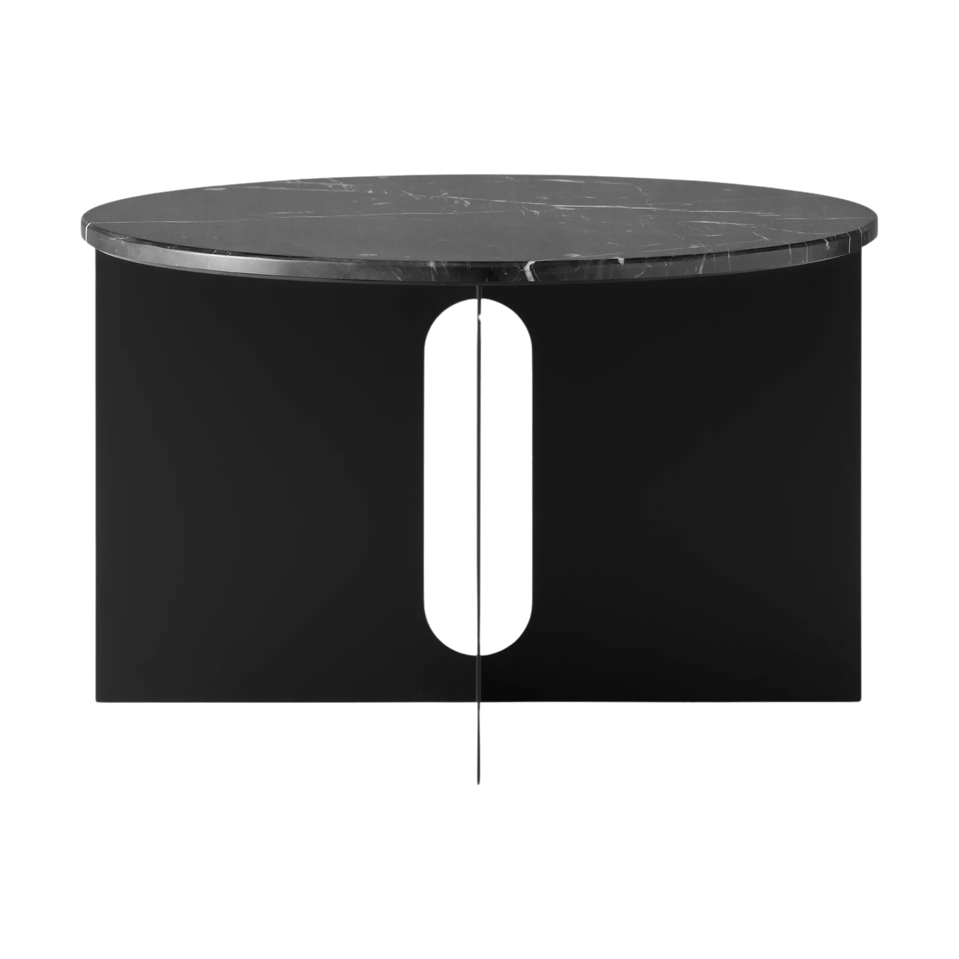 Androgyne sidobord, Nero Marquina marmor-svart stål, Ø65 cm Audo Copenhagen