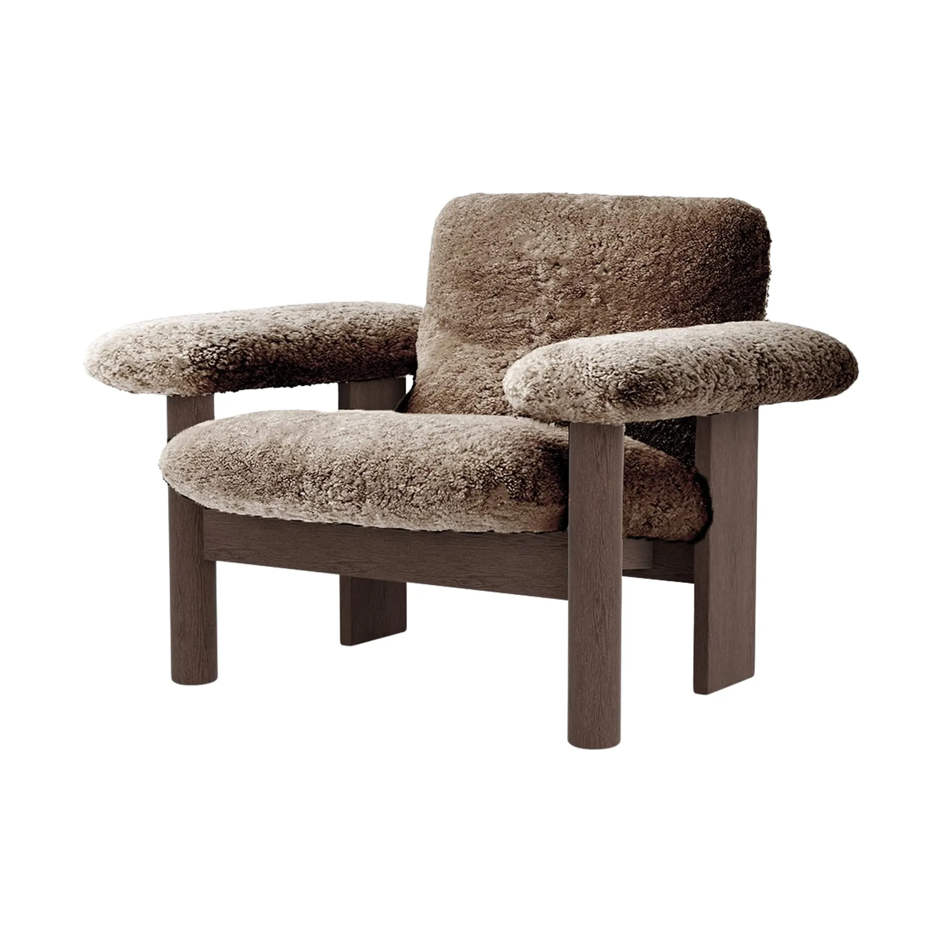 Brasilia fåtölj low back, Dark oak-Sahara sheepskin curly Audo Copenhagen