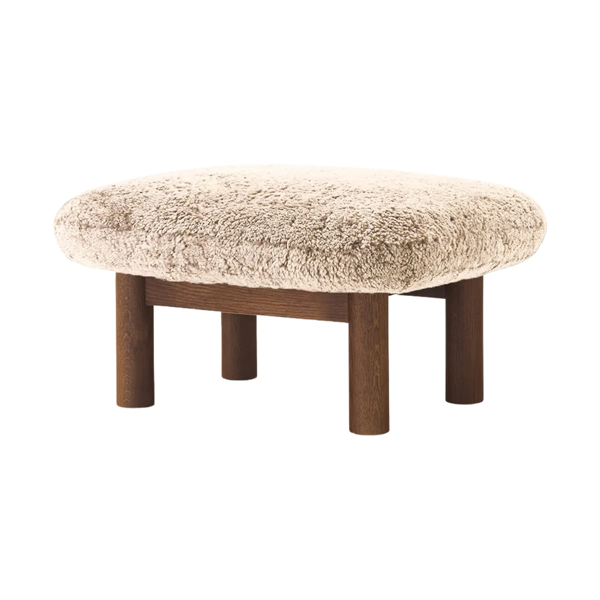 Brasilia fotpall, Dark oak-Nature sheepskin curly Audo Copenhagen