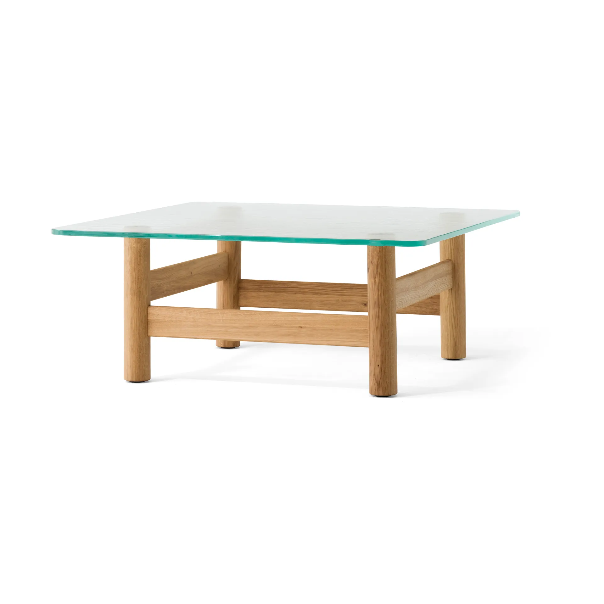Brasilia soffbord 100x100 cm, Natural oak-clear glass Audo Copenhagen