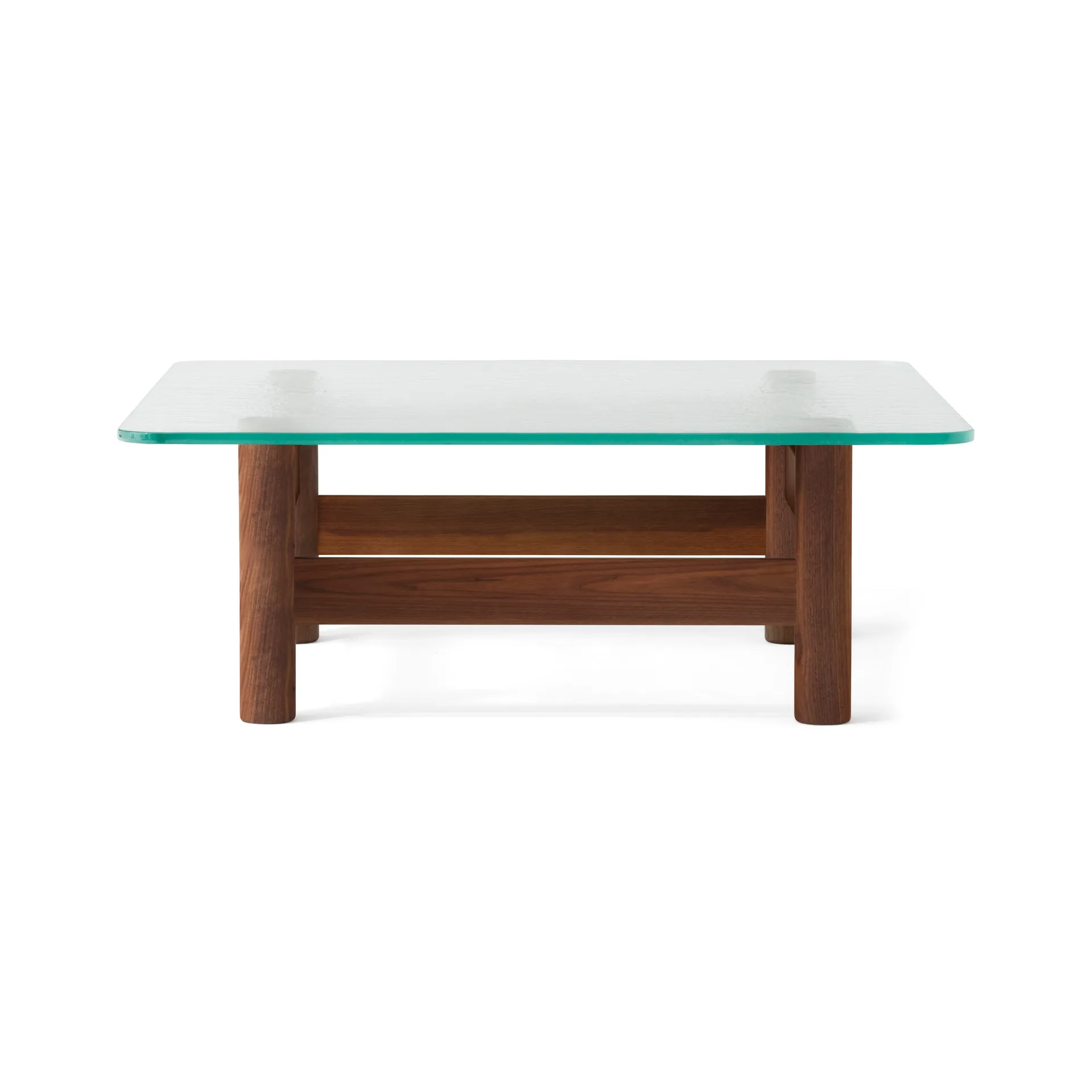 Brasilia soffbord 100x100 cm, Walnut-clear glass Audo Copenhagen