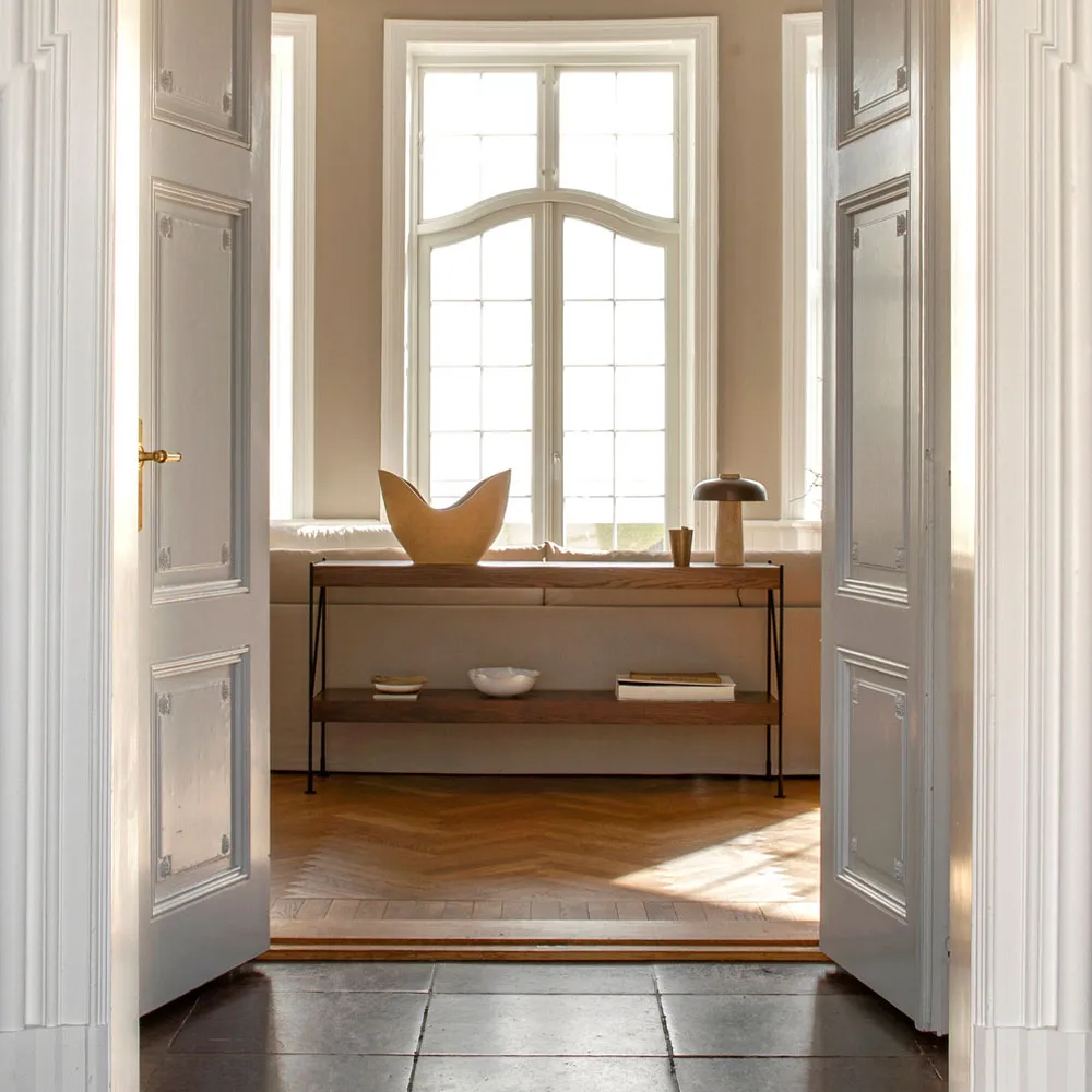 Zet hyllsystem, natural oak, 1x2, black steel base Audo Copenhagen