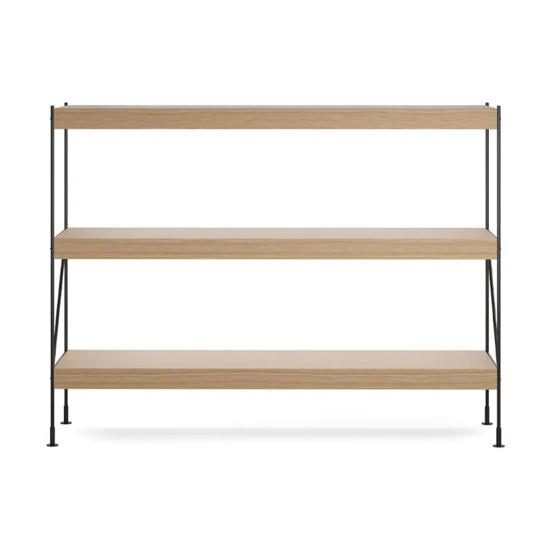 Zet hyllsystem, natural oak, 1x3, black steel base Audo Copenhagen