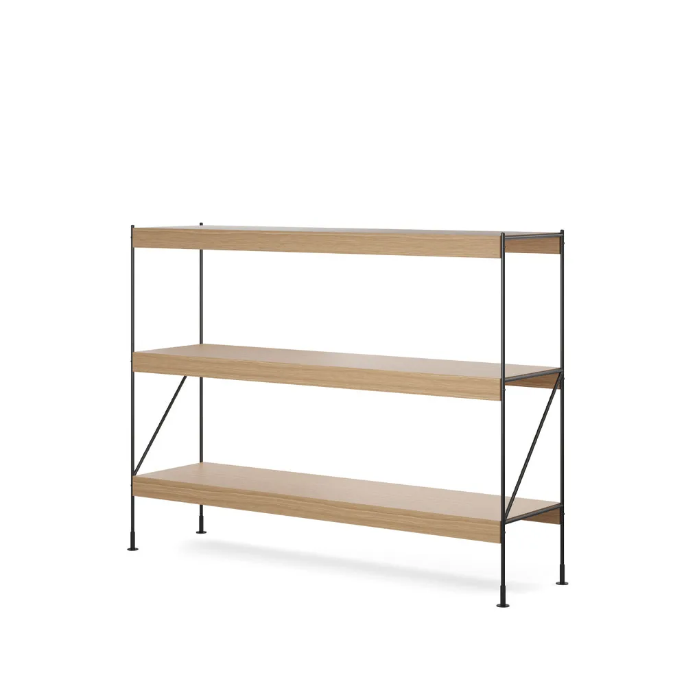 Zet hyllsystem, natural oak, 1x3, black steel base Audo Copenhagen