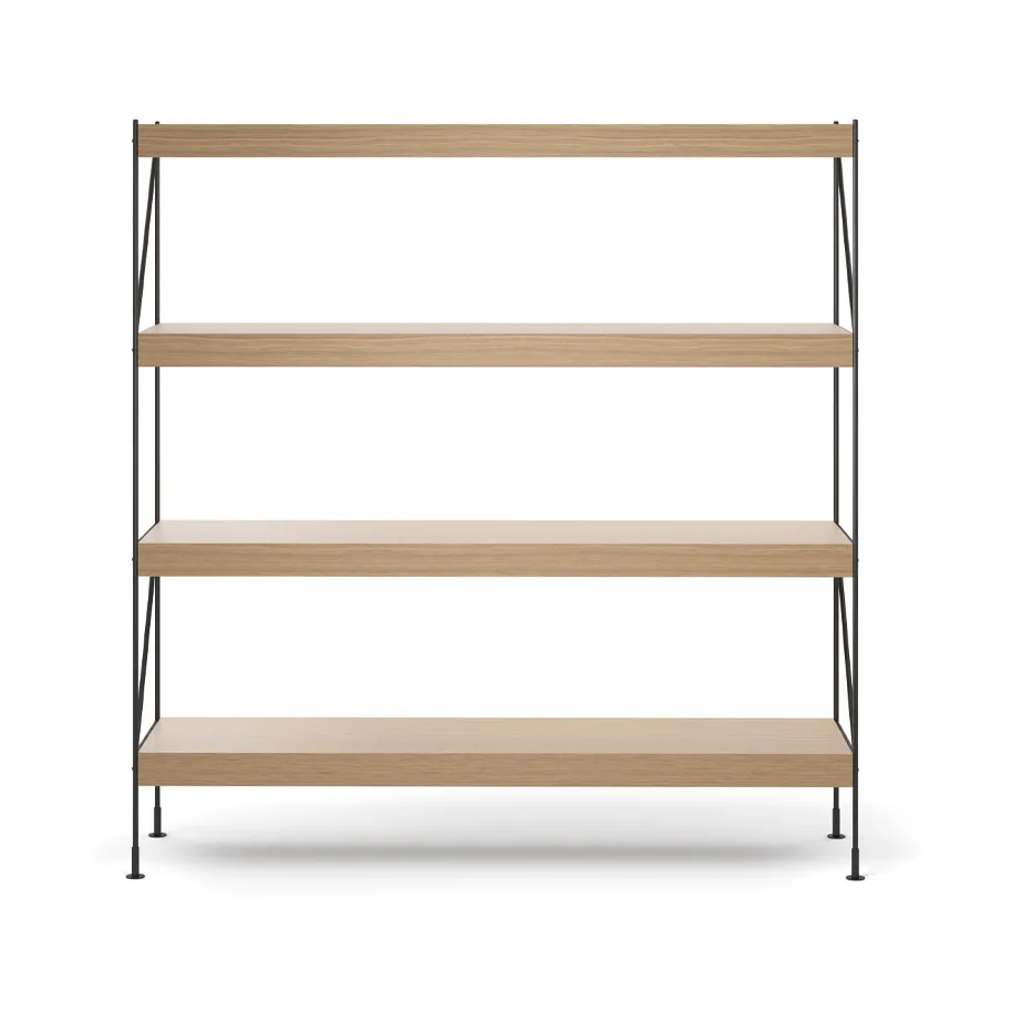 Zet hyllsystem, natural oak, 1x4, black steel base Audo Copenhagen