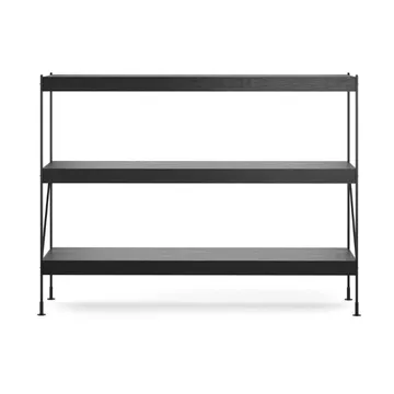Zet hyllsystem - oak black stained, 1x3, black steel base - Audo Copenhagen