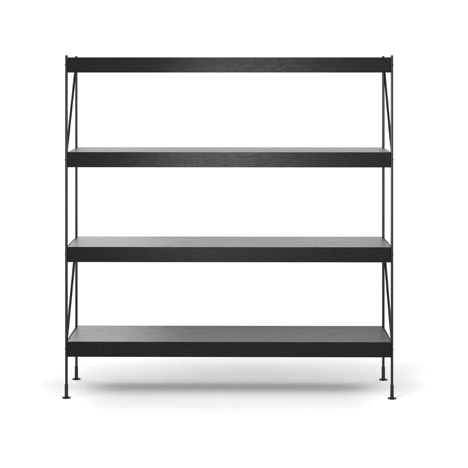 Zet hyllsystem, oak black stained, 1x4, black steel base Audo Copenhagen