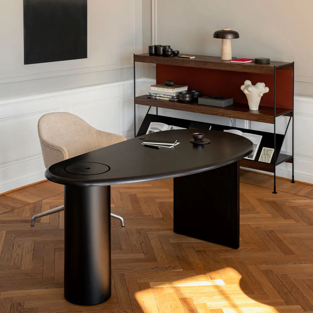 Zet hyllsystem, oak black stained, 1x4, black steel base Audo Copenhagen