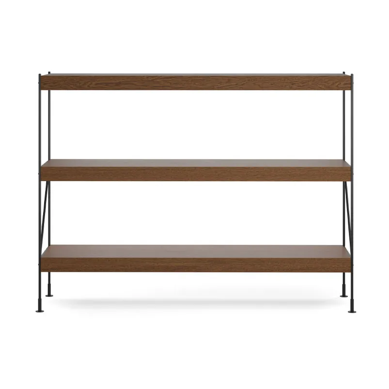 Zet hyllsystem, oak dark stained, 1x3, black steel base Audo Copenhagen