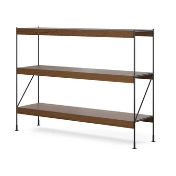 Zet hyllsystem - oak dark stained, 1x3, black steel base - Audo Copenhagen