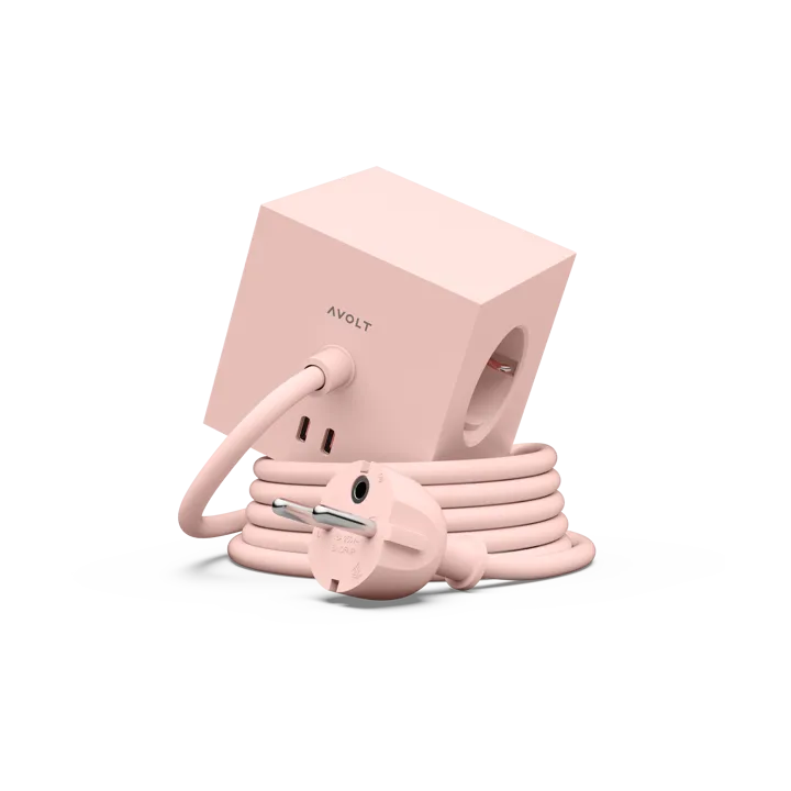 Square 1 grenuttag USB-C 30W 1,8 m - New Pink - Avolt