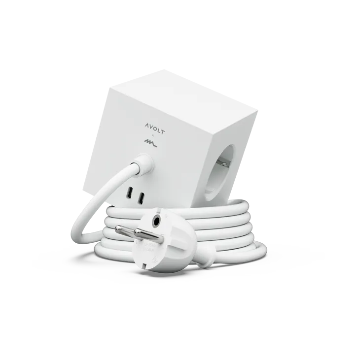 Square 1 grenuttag USB-C 30W 3 m - White Martinelli Luce edition - Avolt