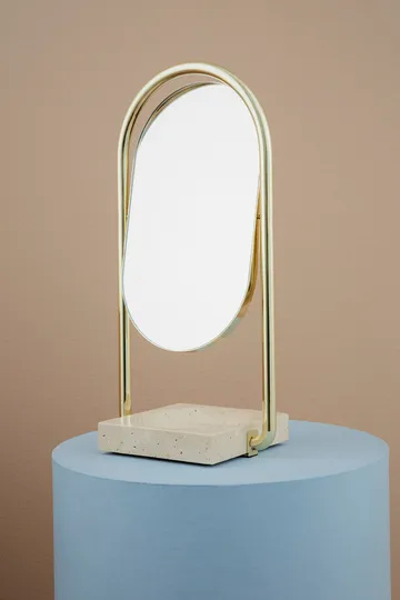 ANGUI bordsspegel 17,2x35 cm - Gold/Travertine - AYTM