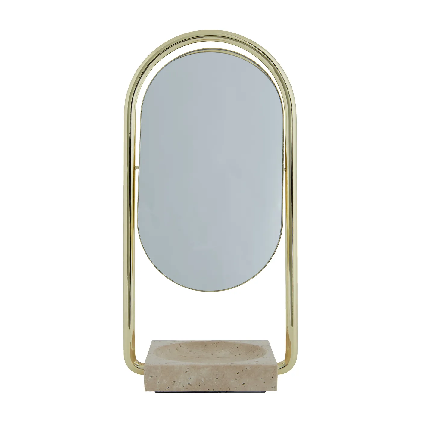 ANGUI bordsspegel 17,2x35 cm, Gold/Travertine AYTM