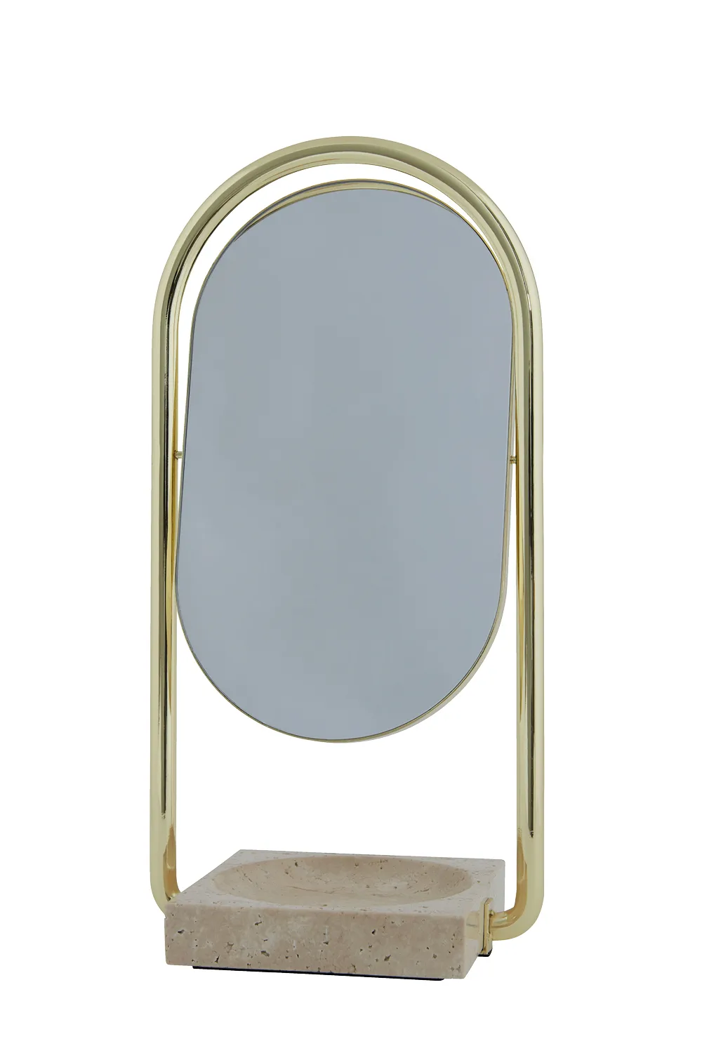 ANGUI bordsspegel 17,2x35 cm, Gold/Travertine AYTM