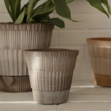 Atlas raw kruka med fat - Grey, Ø14 cm - Bergs Potter