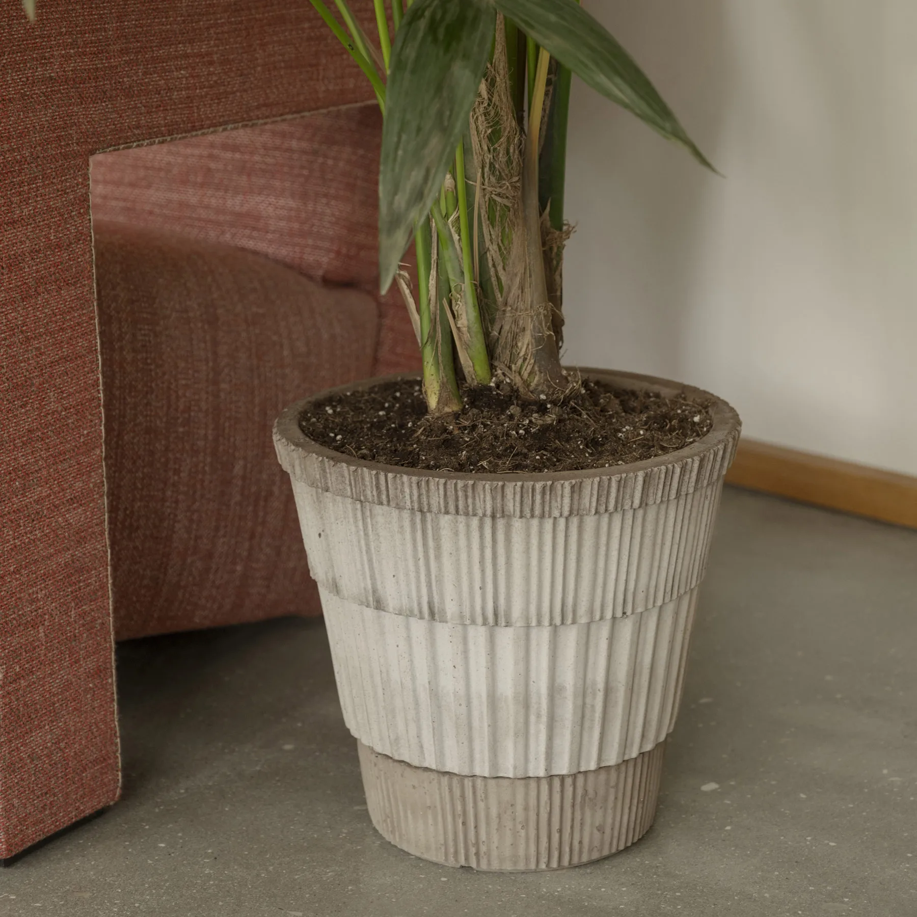 Atlas raw kruka med fat, Grey, Ø21 cm Bergs Potter