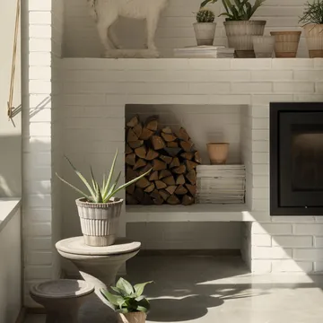 Atlas raw kruka med fat - Grey, Ø25 cm - Bergs Potter