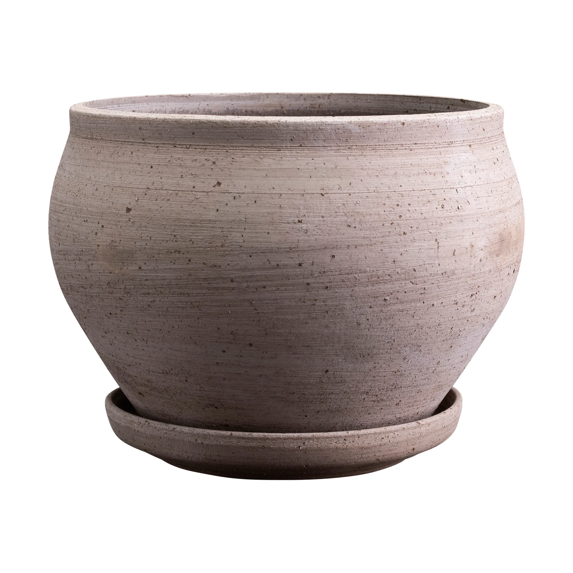 Delphi kruka med fat 2 delar, Grey, Ø24 cm, low Bergs Potter