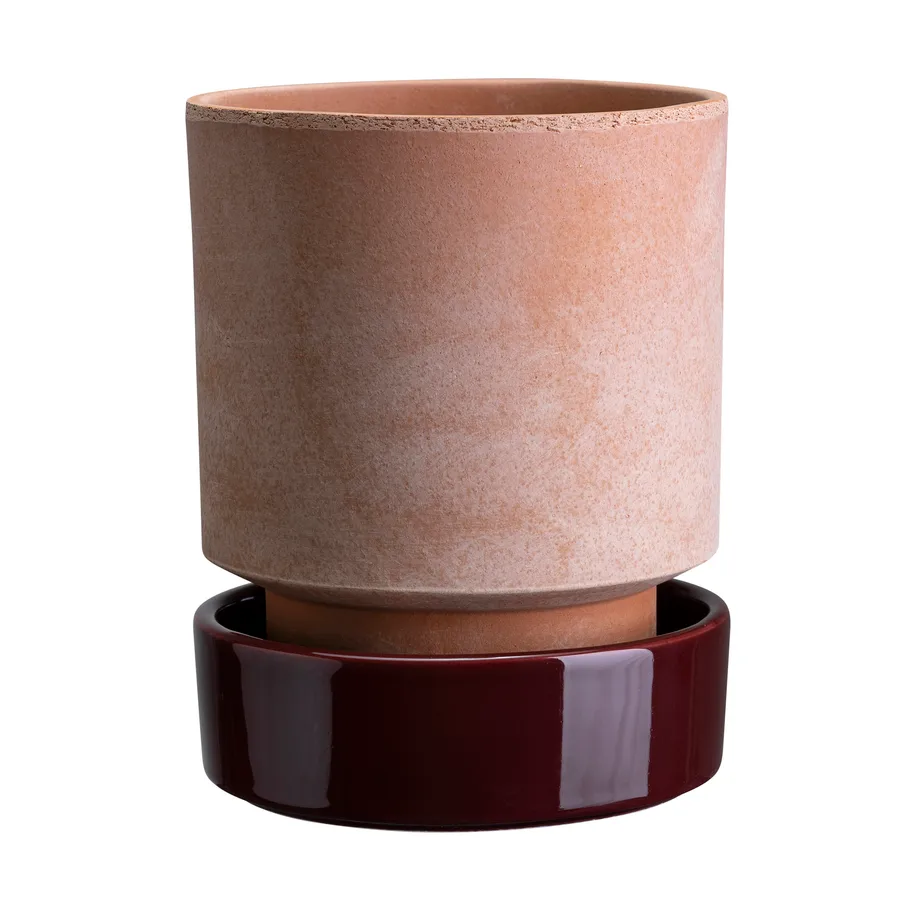 Hoff kruka, Ø14 cm, Raw Rosa-Deep Burgundy (rosa-röd) Bergs Potter