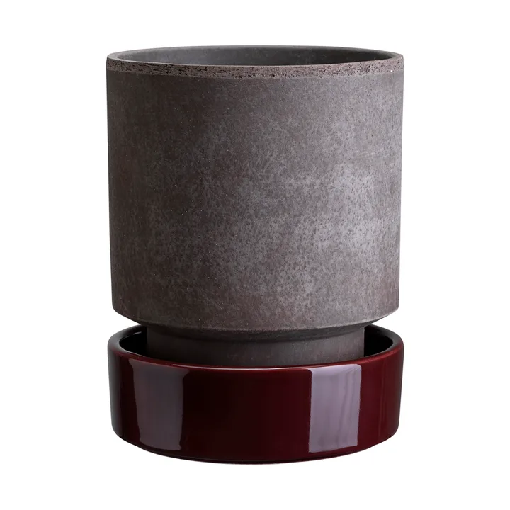 Hoff kruka - Ø18 cm, Raw Grey-Deep Burgundy - Bergs Potter